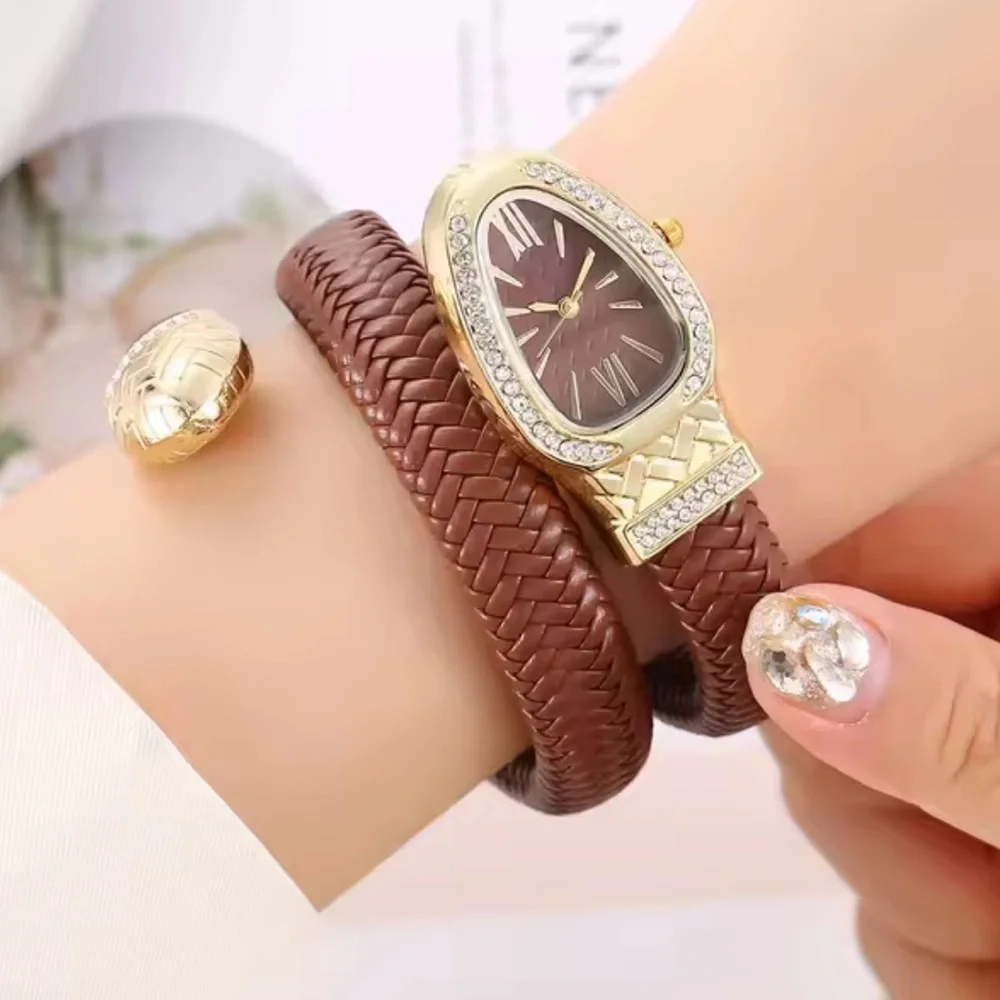 Serpenti Brown Gold Wrap Timepiece Watch